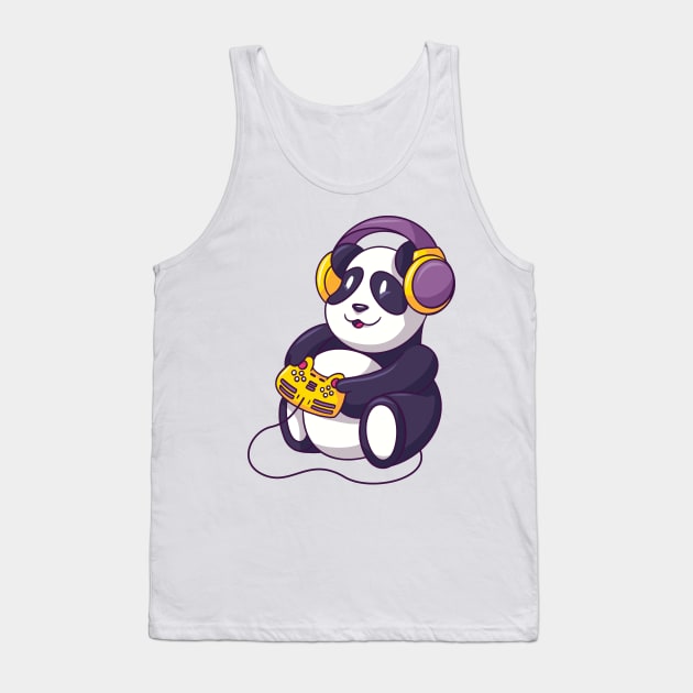 cute animal cartoon panda gaming Tank Top by Midoart